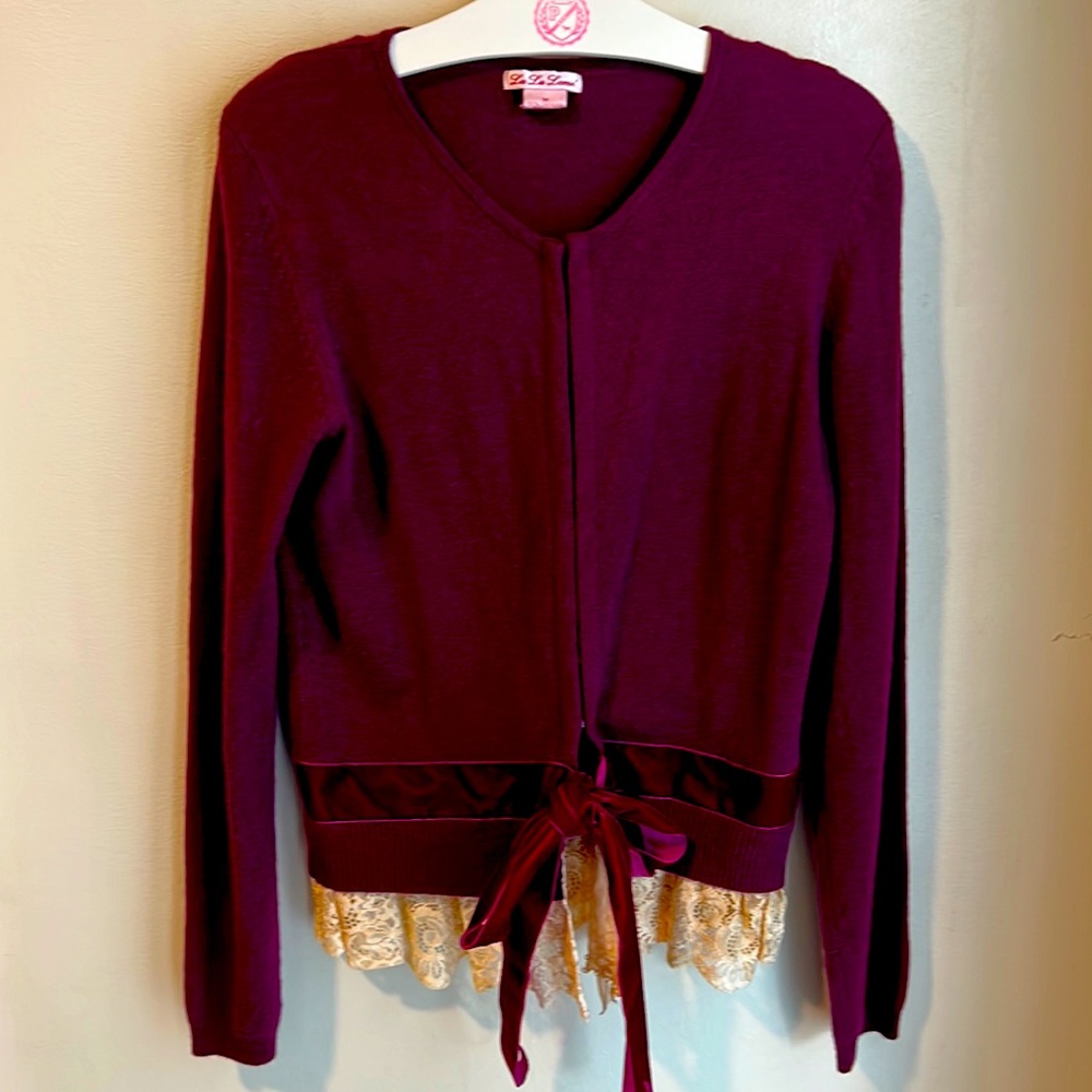 Anthropologie Lu Lu Lame 100% Cashmere Sweater SZ M